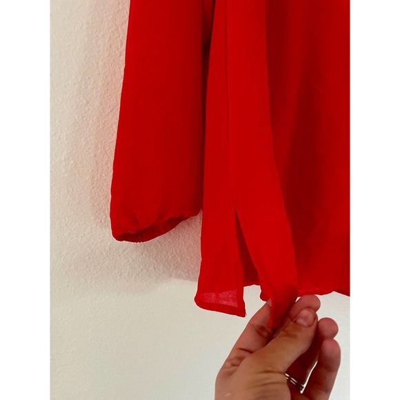 Michael Kors Blouse Top Coral Long Sleeve front zipper Sz M - Picture 7 of 8